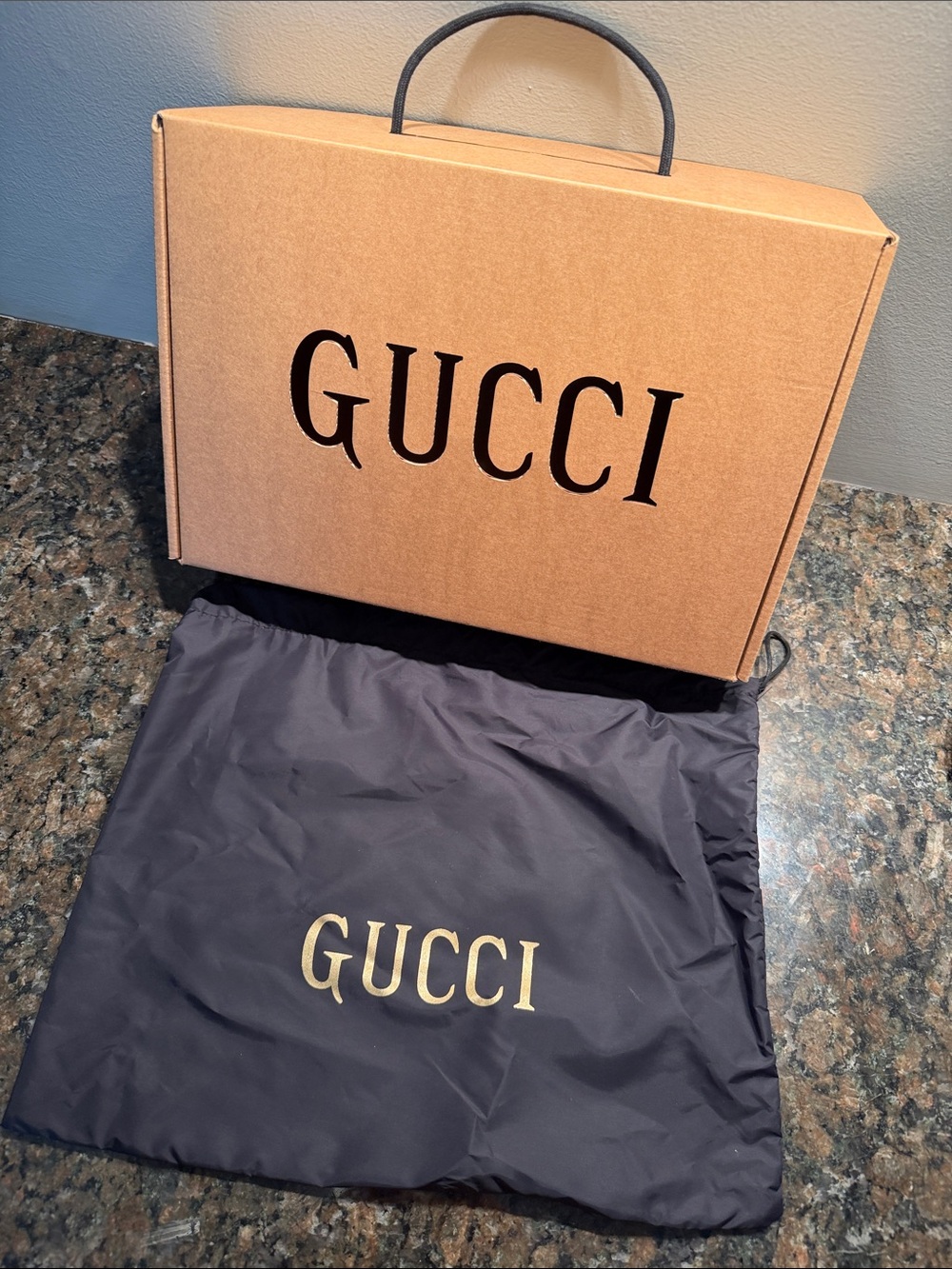 Gucci Black Drawstring Dust Bag with Gold Logo - Men